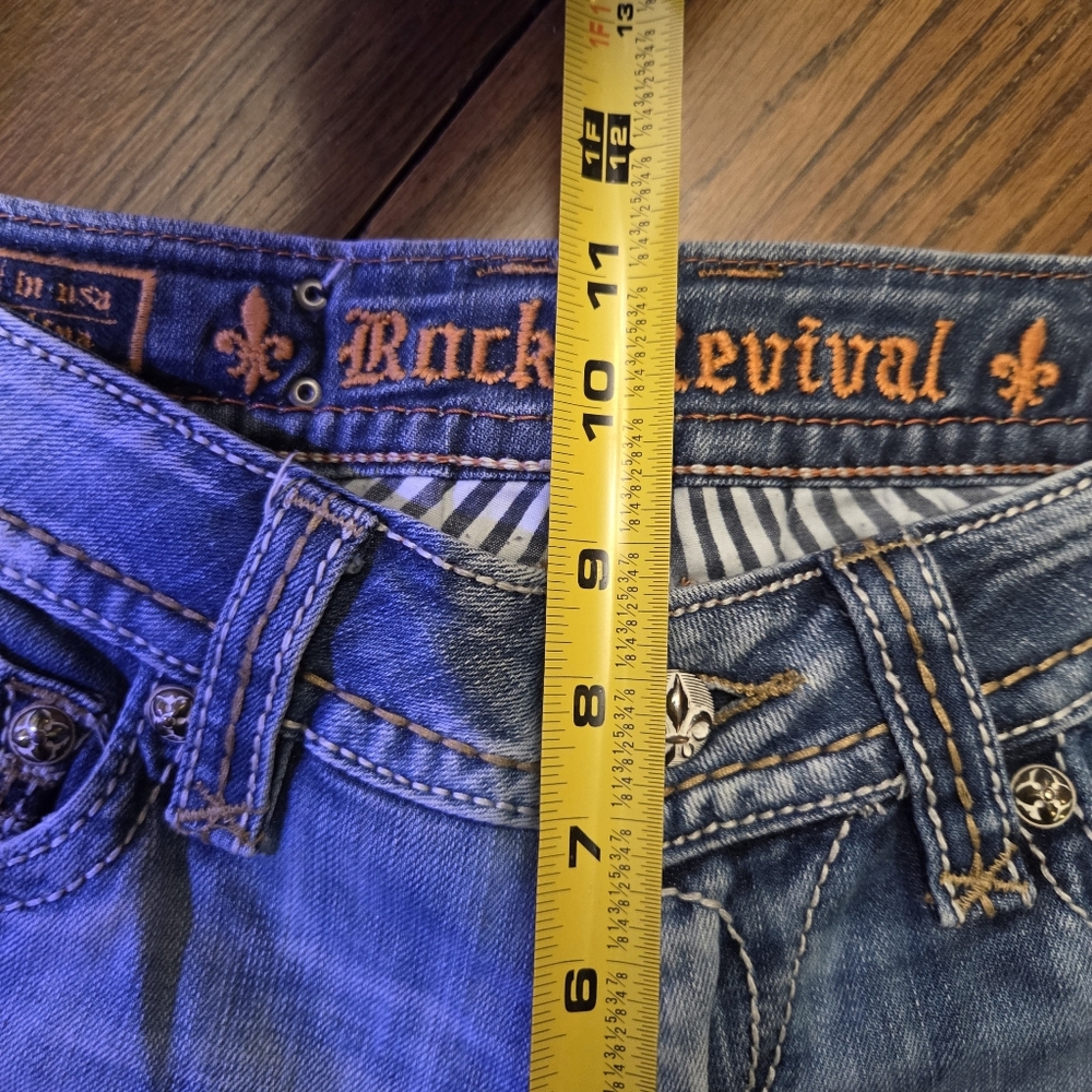 Rock Revival Womens Jeans Denisa Bootcut Low Rise Distressed Bling Sz 29 (30x31) - Picture 7 of 11